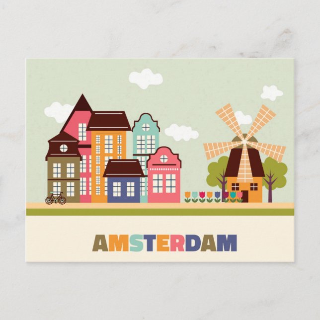 J'aime Amsterdam Voyage Pays-Bas Carte postale (Devant)