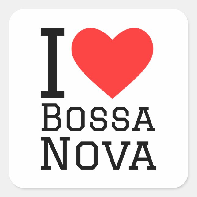 J'aime autocollant carré Bossa nova (Devant)