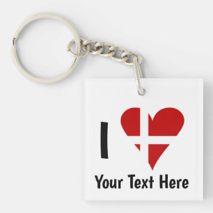 J'aime (Cœur Drapeau Danois) Texte Personnalisé