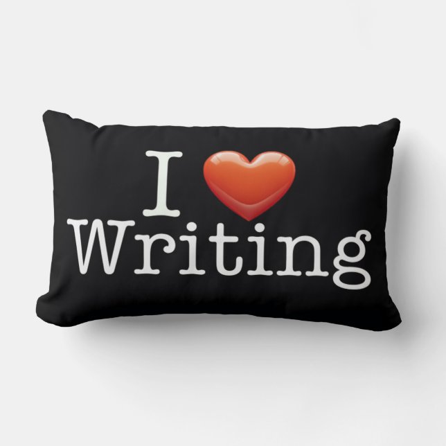 J'aime écrire le coussin lombaire noir (Recto)