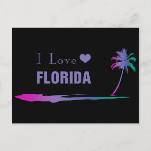 J'Aime Florida Colorful Purple Carte Postale