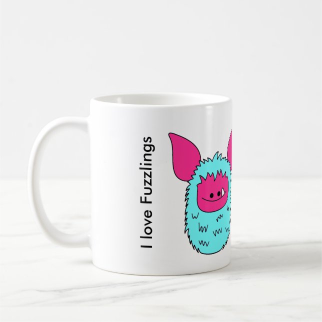 J'aime Fuzzling bleu/rose de tasse de Fuzzlings - (Gauche)
