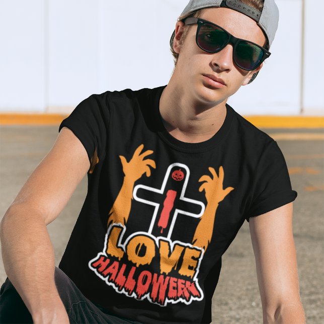 J'aime Halloween Déplaisant Zombie mains T-shirt (Créateur téléchargé)