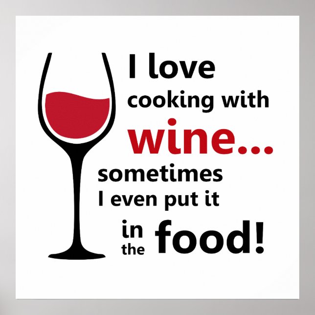J'aime la cuisine avec le vin Poster (Devant)