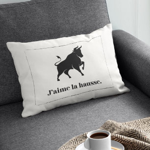 J'aime la Hausse. The Stock Market Bull Lumbar Pillow