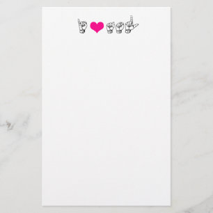 J'aime la papeterie d'ASL (langue des signes