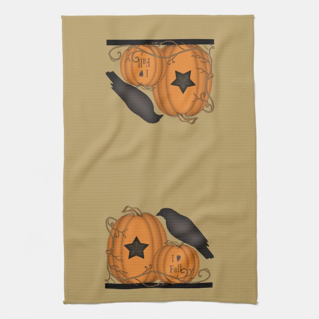 J'aime la serviette de citrouille de corneille (Vertical)