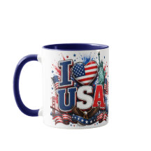 J'aime la tasse de football patriotique USA | Drap