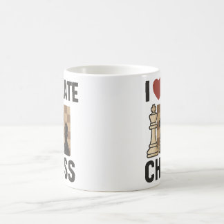 J'aime la tasse d'échecs de haine