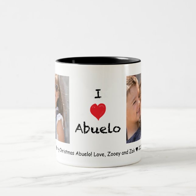 J'aime la tasse personnalisable de photo d'Abuelo (Centre)