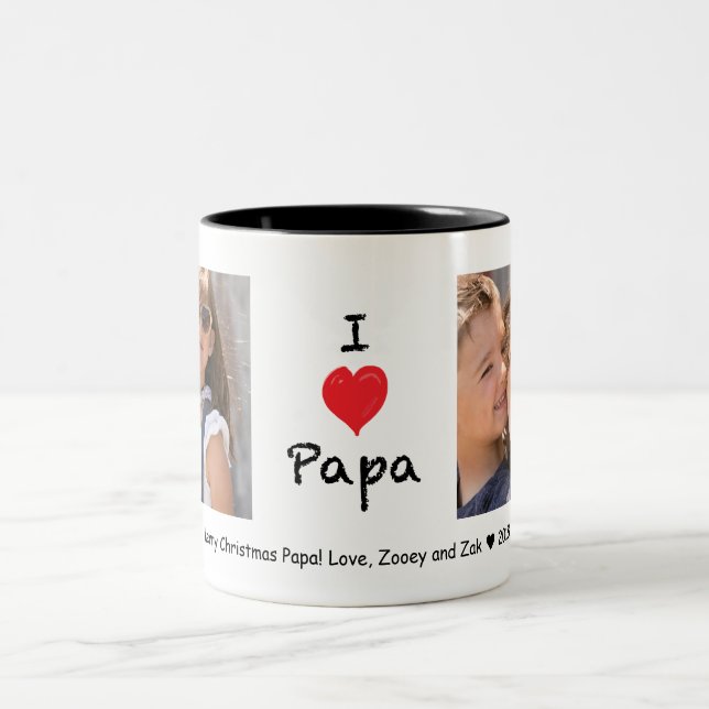 J'aime la tasse personnalisable de photo du papa 2 (Centre)