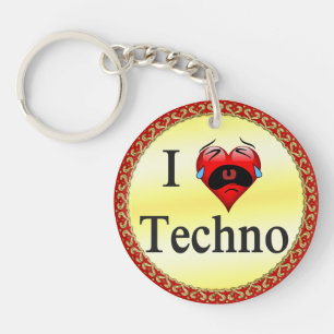 J'aime la techno Avec un coeur rouge drôle chanter