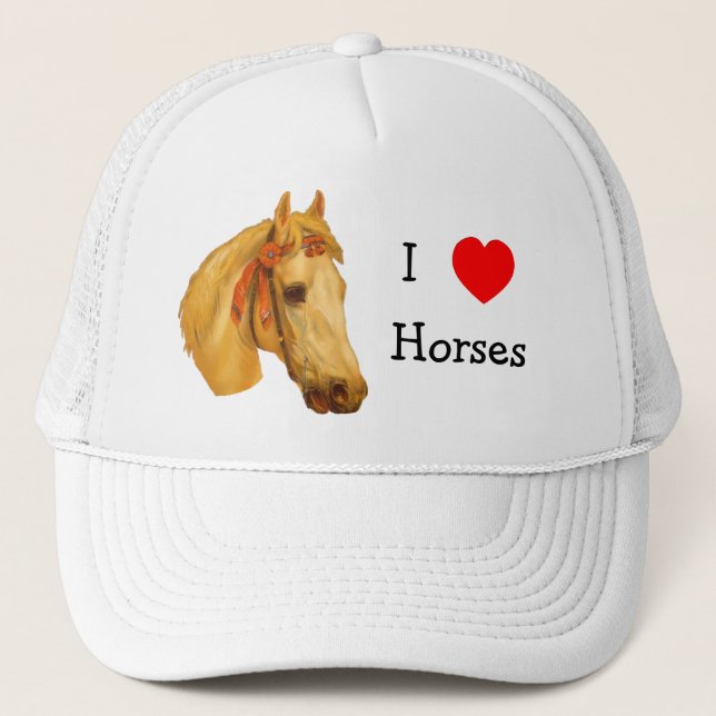 J'aime le casquette de chevaux de coeur (Devant)