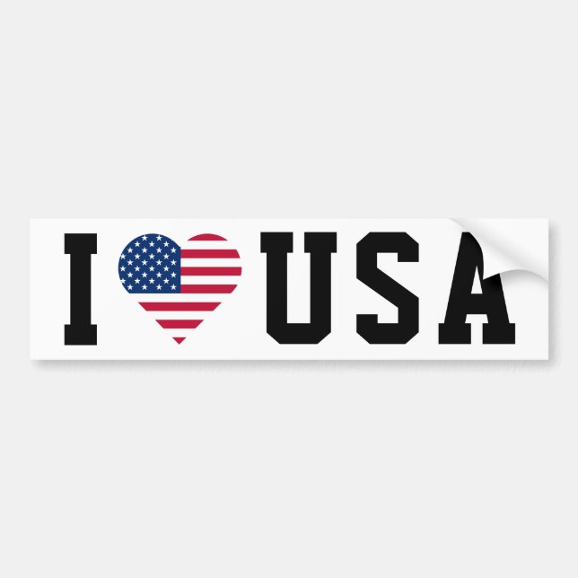 J'aime le drapeau des USA Sticker en forme de coeu (Devant)