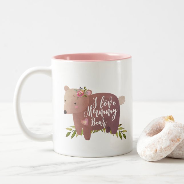j'aime le jour de mères mignon de tasse d'ours de (Avec donut)