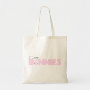 J'aime le sac fourre-tout rose à lapins