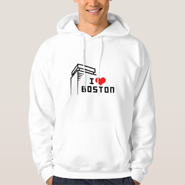 J'aime le sweat - shirt à capuche de Boston (Devant)
