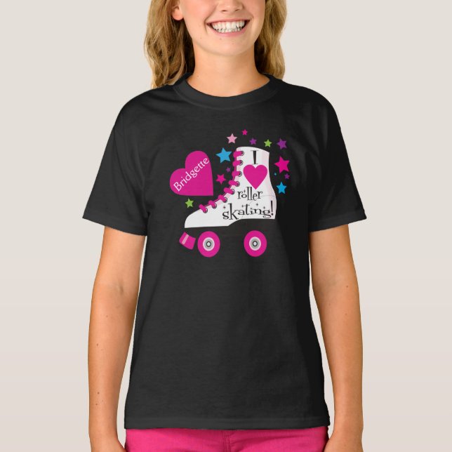 J'aime le T-shirt de patinage de rouleau - noir (Devant)