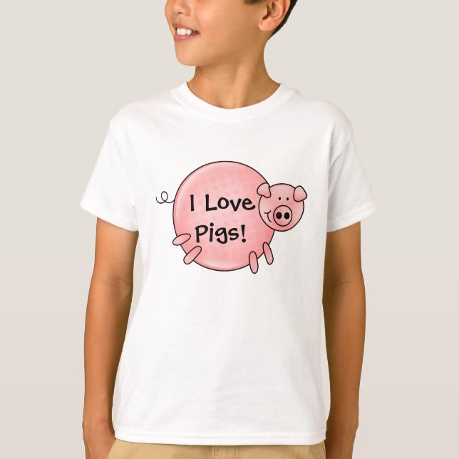J'aime le T-shirt d'enfants de porcs (Devant)