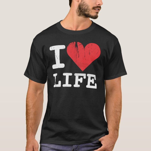 J'aime le T-shirt foncé de base de la vie (Devant)