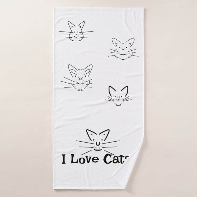 J'aime les chats (Serviette de bain)
