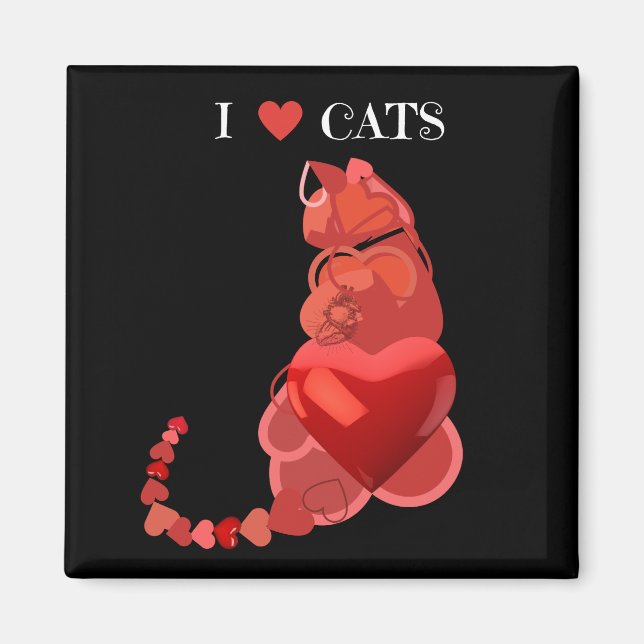 J'aime les chats cardiaques aimant rouge noir (Devant)