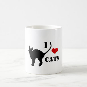 J'aime les chats et le café noir / tasse de thé
