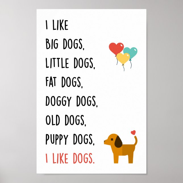 J'aime les chiens Poster (Devant)