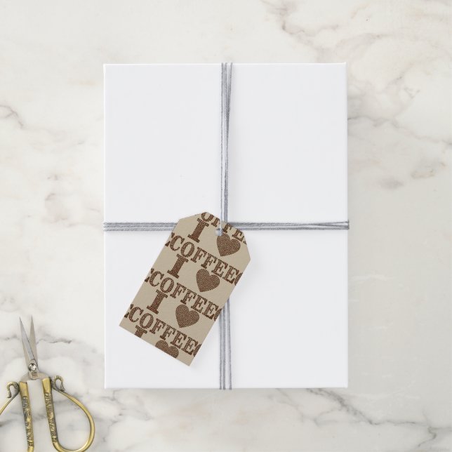J'aime les étiquettes cadeaux café (Avec de la ficelle)