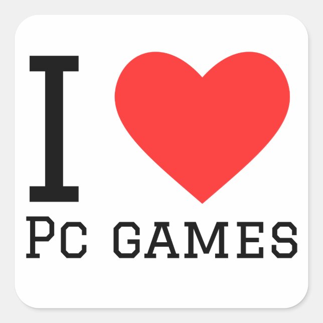 J'aime les jeux PC carré sticker (Devant)