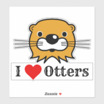 J'Aime Les Loutres. Sticker à tête de Otter