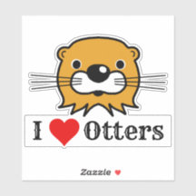 J'Aime Les Loutres. Sticker à tête de Otter