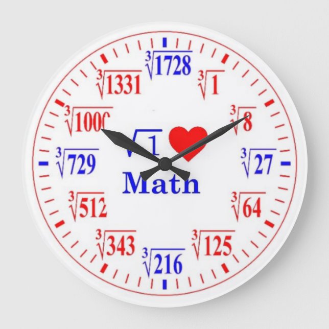 J'Aime Les Maths, Les Racines Cube Horloge Mur (Recto)