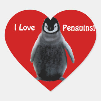 J'AIME LES PENGUINS Stickers Coeur mignon