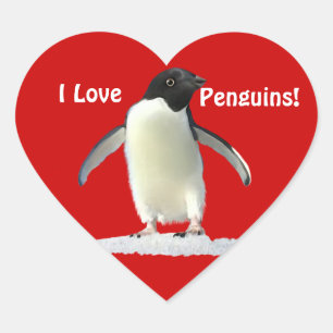 J'AIME LES PENGUINS Stickers Coeur mignon