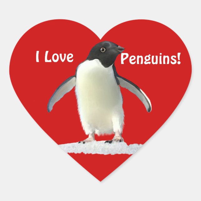 J'AIME LES PENGUINS Stickers Coeur mignon (Devant)
