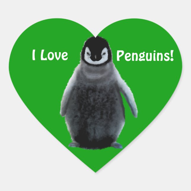 J'AIME LES PENGUINS Stickers Coeur mignon (Devant)