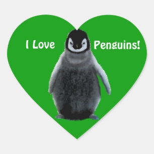 J'AIME LES PENGUINS Stickers Coeur mignon