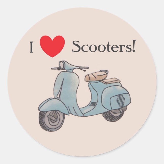 J'Aime Les Scooters ! Autocollants (Devant)