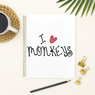 J'Aime Les Singes Mignonnes Typographie manuscrite