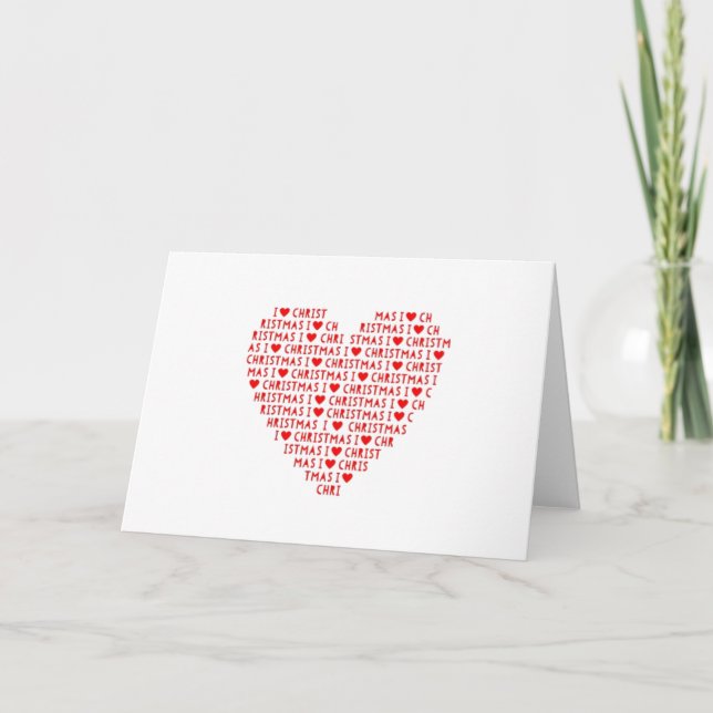 J'aime les vacances de Noël Carte de coeur rouge (Devant)