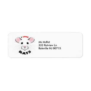 J'aime l'étiquette de adresse de rats des