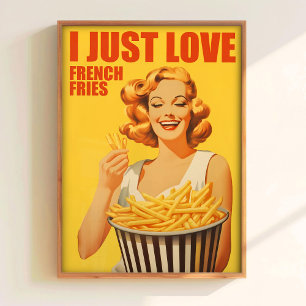 J'aime l'impression de frites Art mural de cuisine
