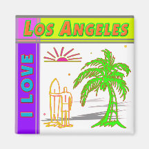"J'AIME Los Angeles"Sun Palm Tree&Surfer#2 Magnet