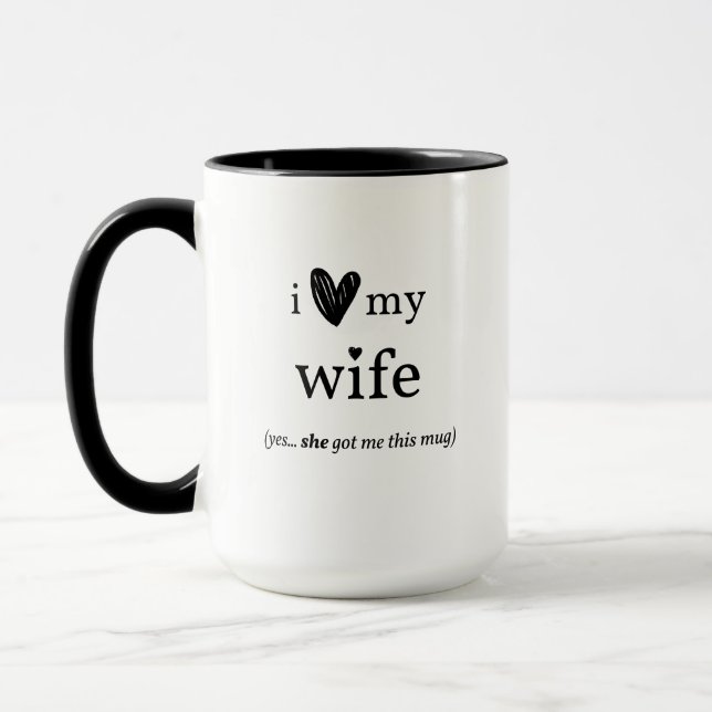 J'aime ma femme Mug avec les coeurs (Gauche)