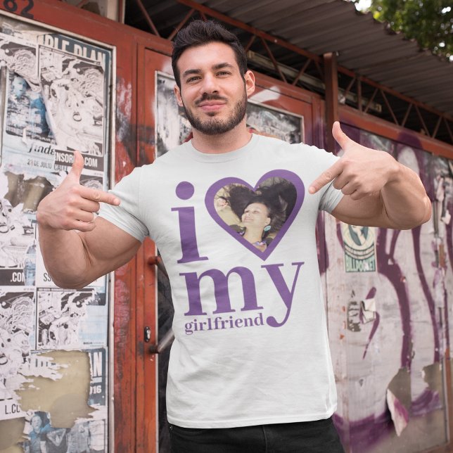 J'aime ma petite amie Photo personnalisée T-shirt (Créateur téléchargé)