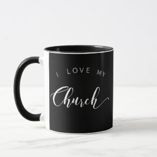 J'aime ma tasse de café d'église avec la croix