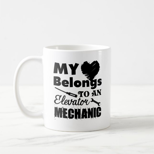 J'aime ma tasse de mécanicien d'ascenseur (Gauche)