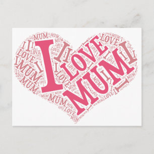 J'aime maman carte postale horizontale