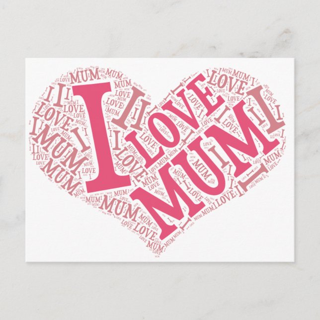 J'aime maman carte postale horizontale (Devant)